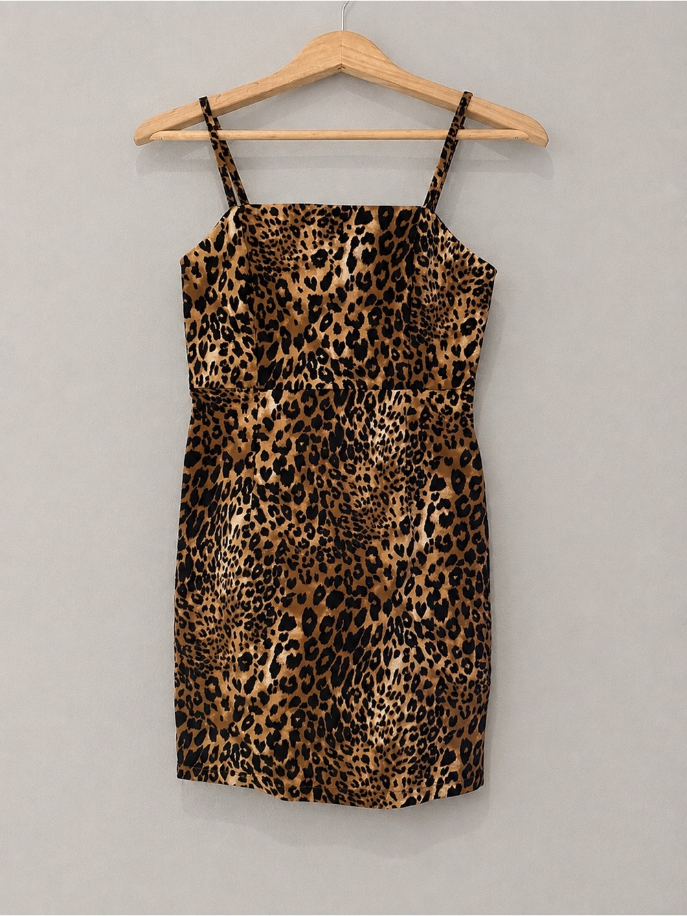 Forever 21 Leopard Cheetah Print Bodycon Mini Dress Brown Black Size Small